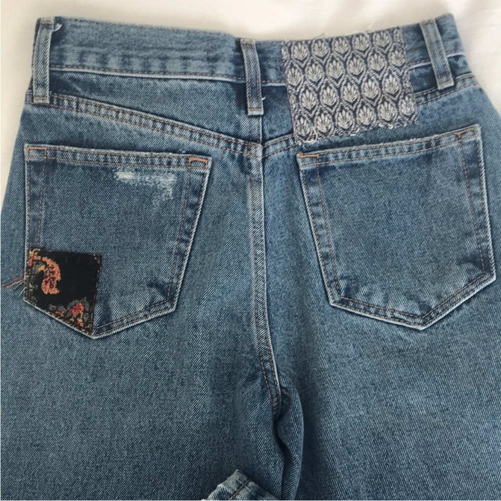 Free People Jeans Blue Size 25 We The Free Poppy Patch Denim Jeans NWT - Picture 12 of 15